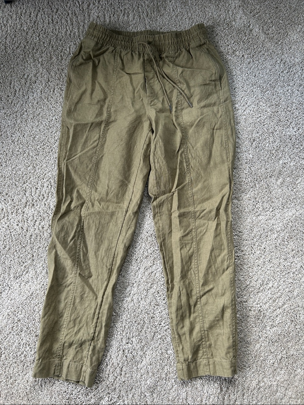 Women’s Olive Drawstring Casual Pants